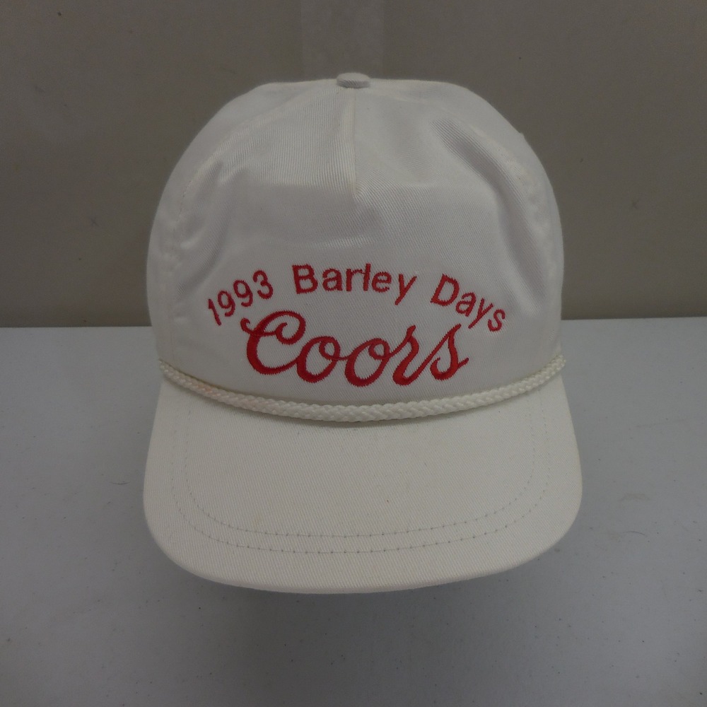 Vintage 1993 Coors Barley Days Hat White Rope Cap Adjustable Made in USA